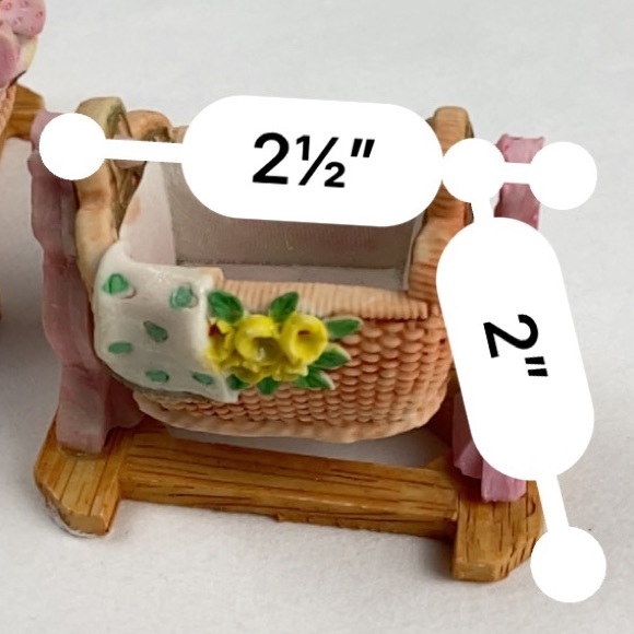 Vintage resin baby bassinet motion rocking bear cradles set of 2 - Picture 13 of 13